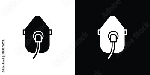 Oxygen mask icon vector graphics. Flat solid black vector set