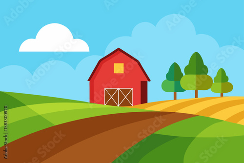 rustic barn on the edge of a serene village fiel