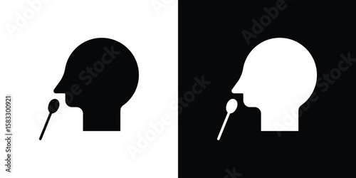 Nasal swab icon vector graphics. Flat solid black vector set