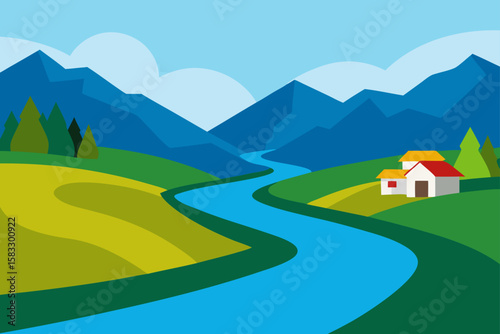 scenic view of a river flowing through a rural