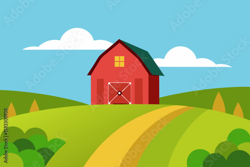 rustic barn on the edge of a serene village fiel
