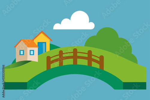 small bridge over stream leading into the villag