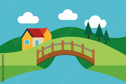 small bridge over stream leading into the villag