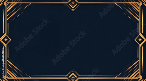 Gold Art Deco frame on dark navy