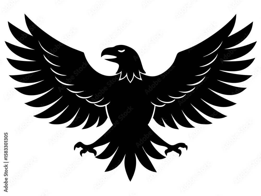 Obraz premium American eagle black silhouette vector,bald eagle icon