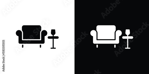 Lounge icon vector graphics. Flat solid black vector set