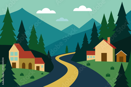 village surrounded by dense forest