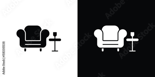 Lounge icon vector graphics. Flat solid black vector set