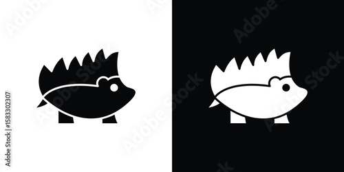Hedgehog icon vector graphics. Flat solid black vector set