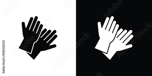 Gloves icon vector graphics. Flat solid black vector set