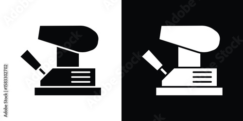 Floor sanding machine icon vector graphics. Flat solid black vector set