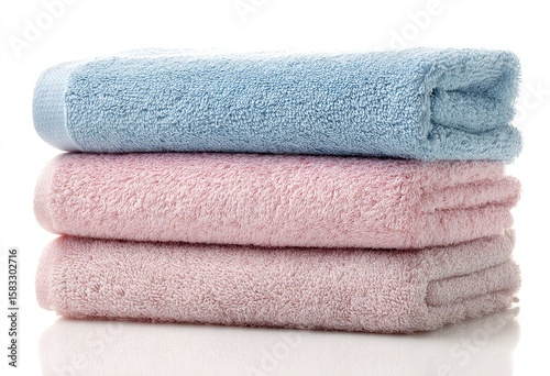 Stacked pastel-colored towels