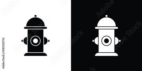 Fire hydrant icon vector graphics. Flat solid black vector set