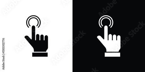 Finger control icon vector graphics. Flat solid black vector set