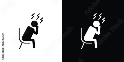 Depression icon vector graphics. Flat solid black vector set