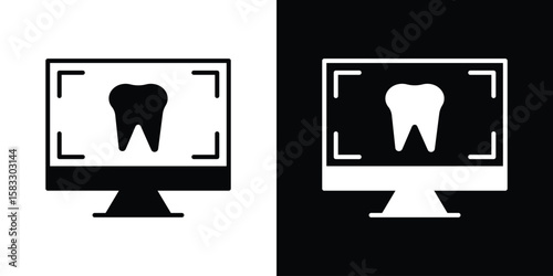 Dental X ray icon vector graphics. Flat solid black vector set