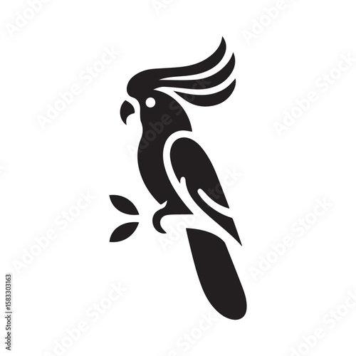minimalist cockatoo logo with white background