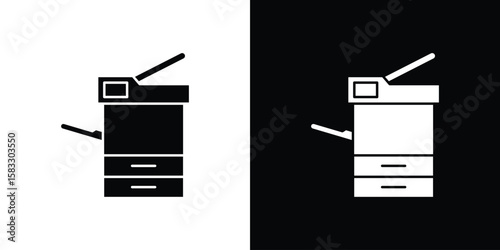 Copier icon vector graphics. Flat solid black vector set