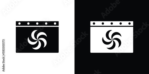 Convection turbofan stove icon vector graphics. Flat solid black vector set