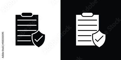 Contract coverage icon vector graphics. Flat solid black vector set