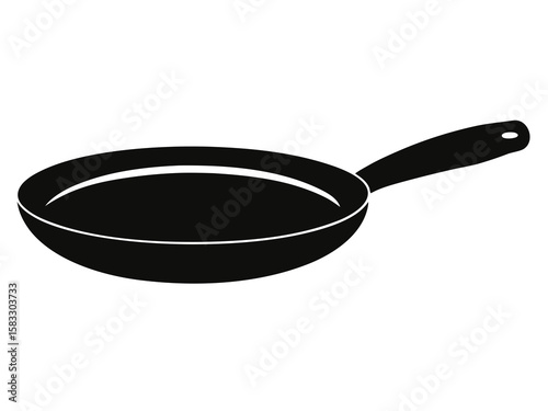 Frying pan black silhouette vector,kitchenware icon illustration