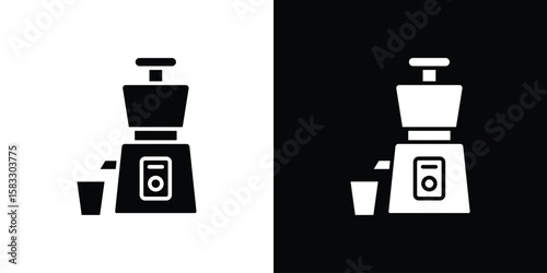 Cold pressed juicer icon vector graphics. Flat solid black vector set
