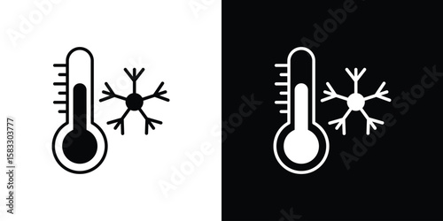 Cold icon vector graphics. Flat solid black vector set