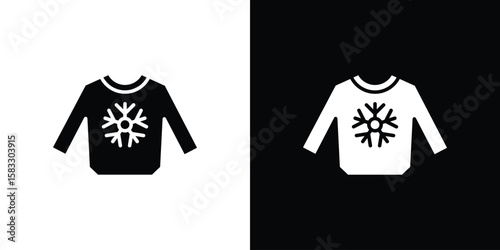 Christmas sweater icon vector graphics. Flat solid black vector set