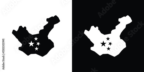 China map icon vector graphics. Flat solid black vector set