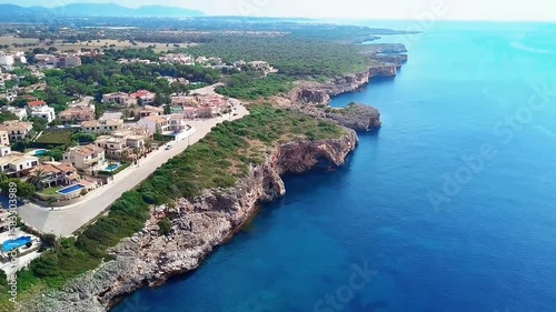 aerial view of the sea and city, Aerial 4K Footage of Tropical Island