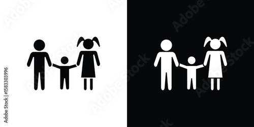 Child custody icon vector graphics. Flat solid black vector set