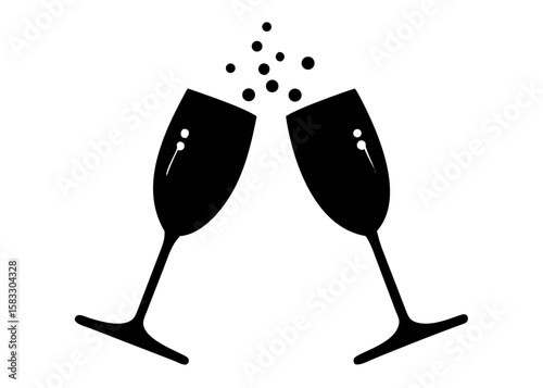 Wine glass with wine for tasting flat vector icon