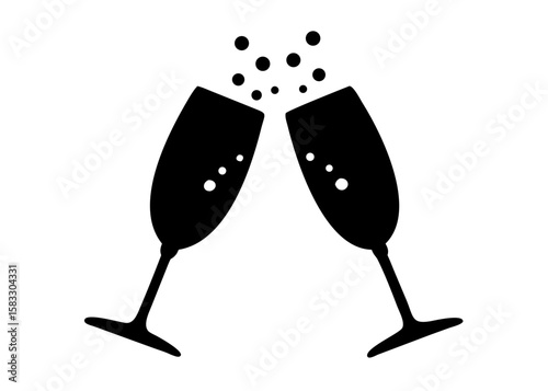 Wine glass with wine for tasting flat vector icon