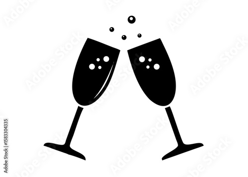 Wine glass with wine for tasting flat vector icon