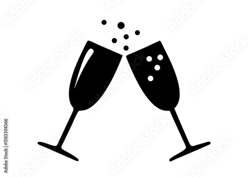 Wine glass with wine for tasting flat vector icon