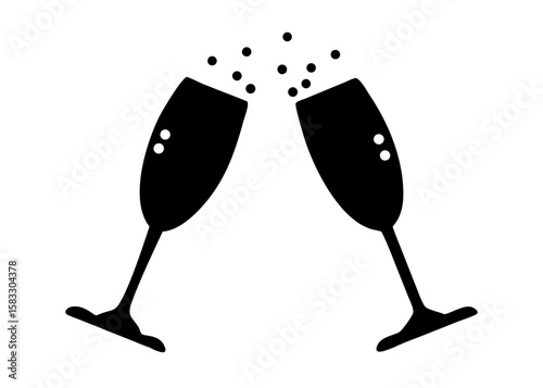 Wine glass with wine for tasting flat vector icon