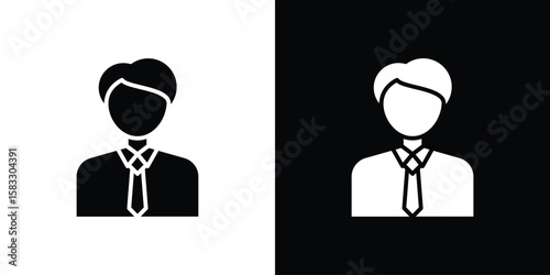 Businessman icon vector graphics. Flat solid black vector set