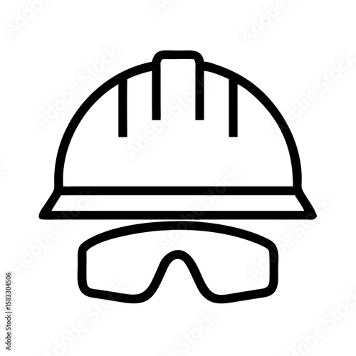 Safety helmet icon line art vector