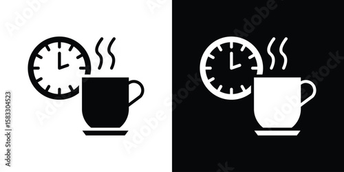 Break icon vector graphics. Flat solid black vector set