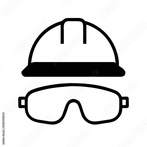 Safety helmet icon line art vector