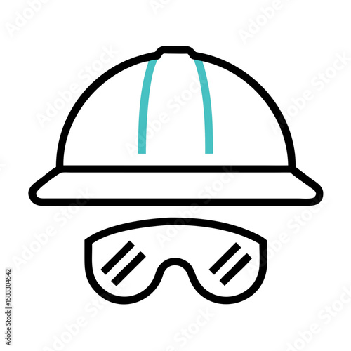 Safety helmet icon line art vector