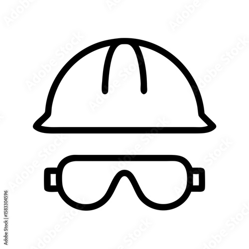 Safety helmet icon line art vector