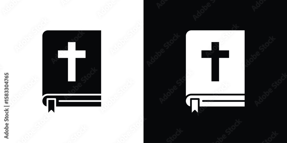 Obraz premium Bible icon vector graphics. Flat solid black vector set