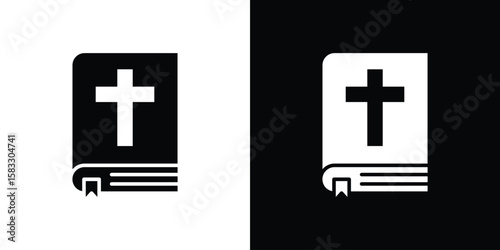 Bible icon vector graphics. Flat solid black vector set