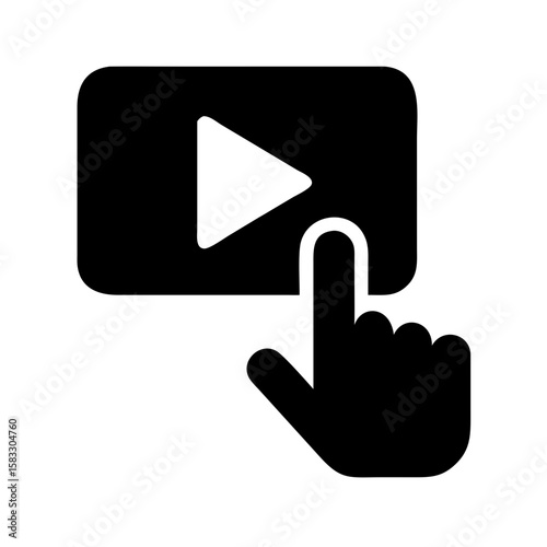 Hand on play vector icon