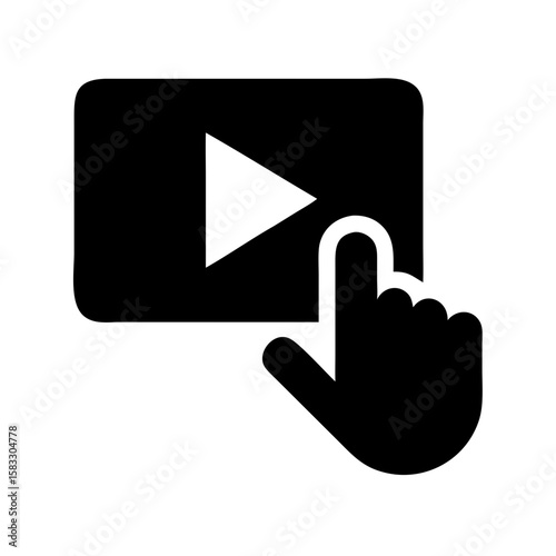 Hand on play vector icon