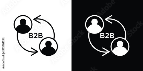 B2B icon vector graphics. Flat solid black vector set