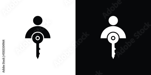 Authentication icon vector graphics. Flat solid black vector set