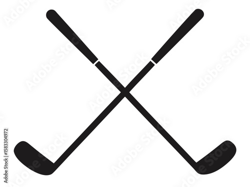 two crosse golf stick black silhouette vector,golf stick icon set