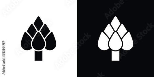 Artichoke icon vector graphics. Flat solid black vector set